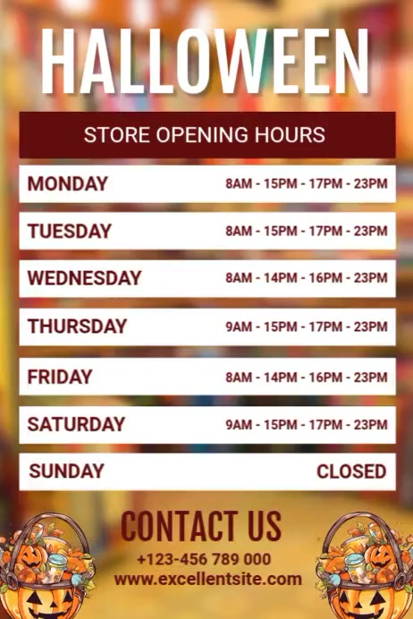 Maximalist Halloween Opening Hours Video Template Poster