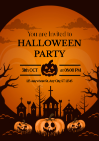 Czarny Halloween Party Invitation A2 Template