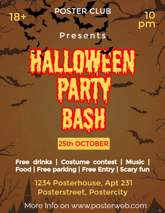 Maximalist Halloween Party Bash Flyer (us Letter) template