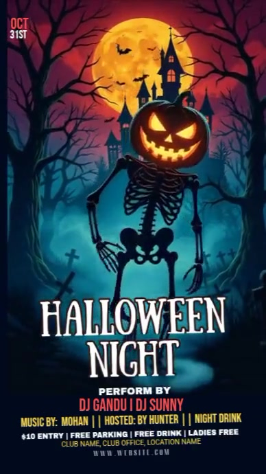Maximalist Halloween Party Digital Display (9:16) template