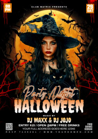 สีดำ Halloween Party A4 Template