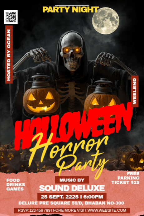 Maximalist Halloween Party Poster template