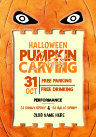Maximalist Halloween Pumpkin Carving Contest A4 template