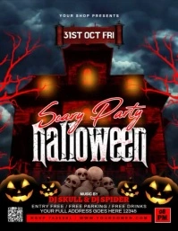 Maximalist Halloween Scary Night  Flyer (us Letter) template