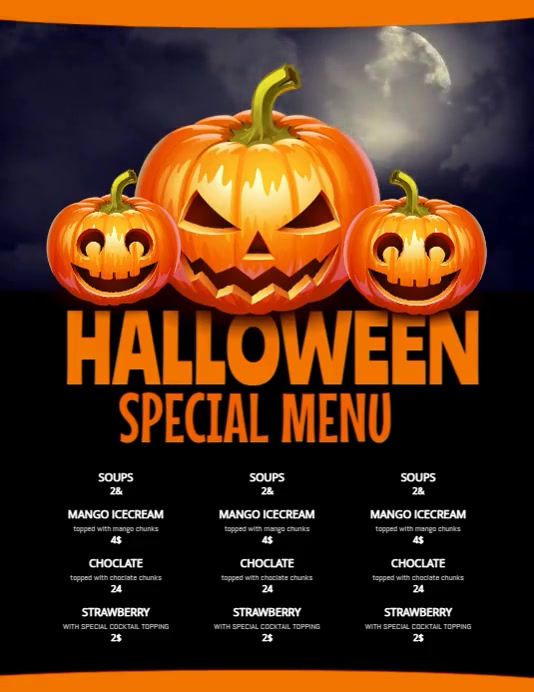 Maximalist Halloween Special Menu Flyer (us Letter) template