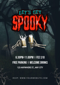 Maximalist Halloween Spooky Night Party A4 template