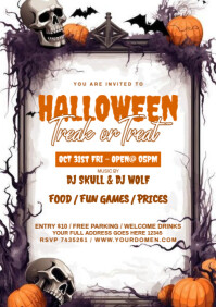 สีขาว Halloween Party A4 Template