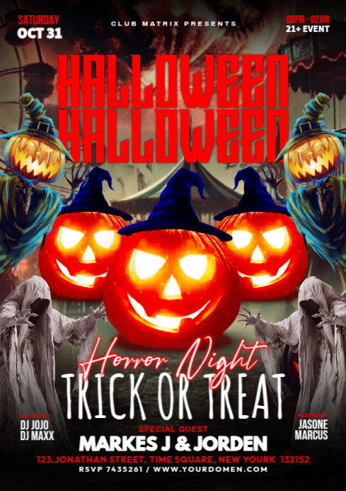 Maximalist Halloween Trick Or Treat Flyer A4 Template | PosterMyWall