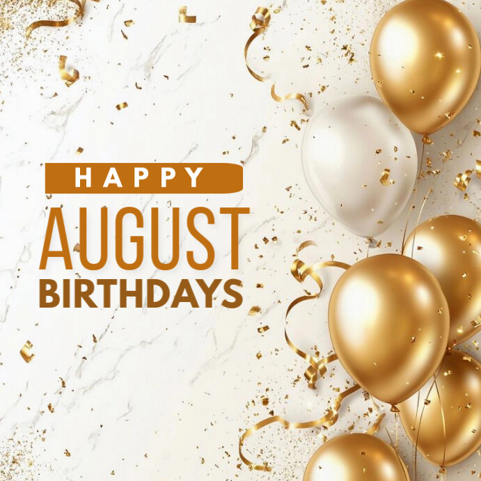 Maximalist Happy August Birthdays  Instagram Post template