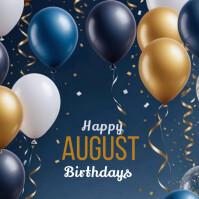 Maximalist Happy August Birthdays  Instagram Post template