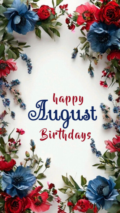 Maximalist Happy August Birthdays  Instagram Post WhatsApp 状态 template