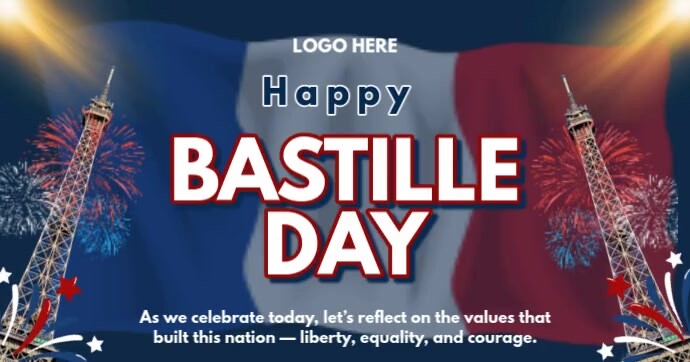 Maximalist Happy Bastille Day Template  Facebook Shared Image