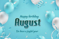Maximalist Happy Birthday August  Banner 4' × 6' template