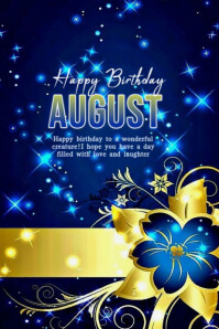 Maximalist Happy Birthday August  Banner 4' × 6' template