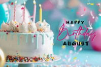 Maximalist Happy Birthday August  Banner 4' × 6' template