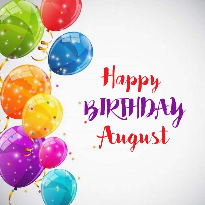 Maximalist Happy Birthday August  Instagram Post template