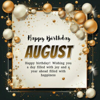 Maximalist Happy Birthday August  Instagram Post template
