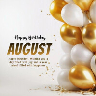 Maximalist Happy Birthday August  Instagram Post template