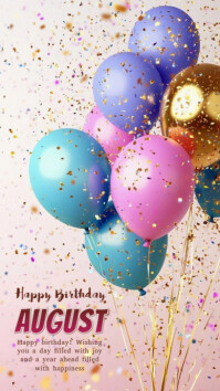 Maximalist Happy Birthday August  Whatsapp Status template