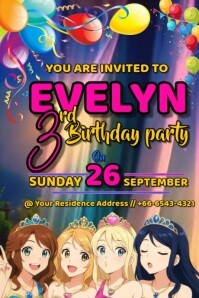Maximalist Happy Birthday Flyer  Poster template