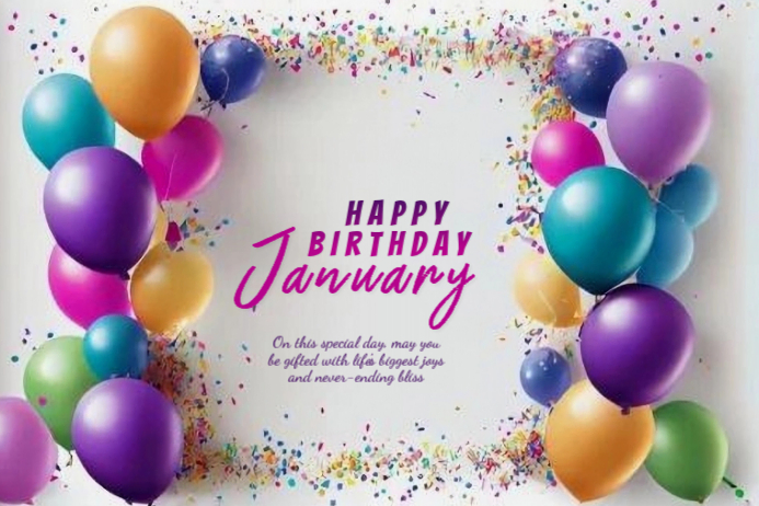 Copy of Maximalist Happy Birthday January Banner 4' × 6' | PosterMyWall