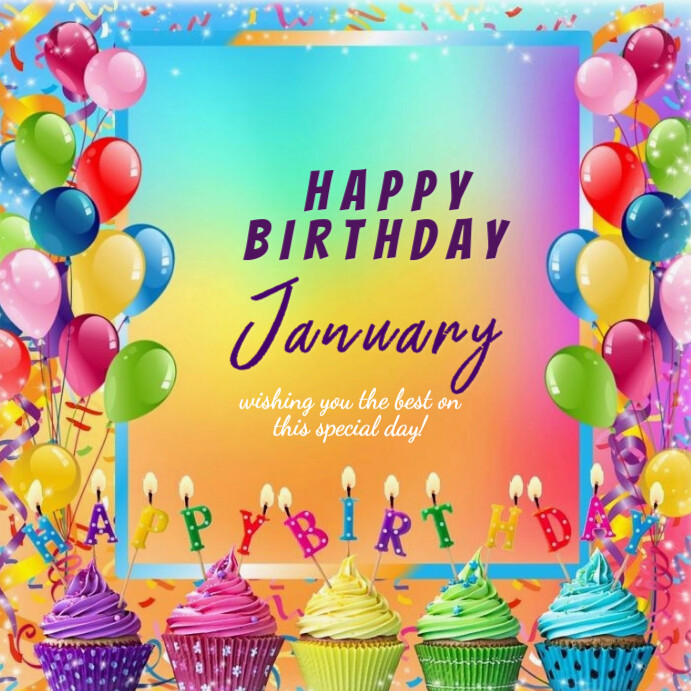 Copy of Maximalist Happy Birthday January Instagram Post | PosterMyWall