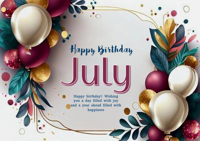 Maximalist Happy Birthday July  A4 template