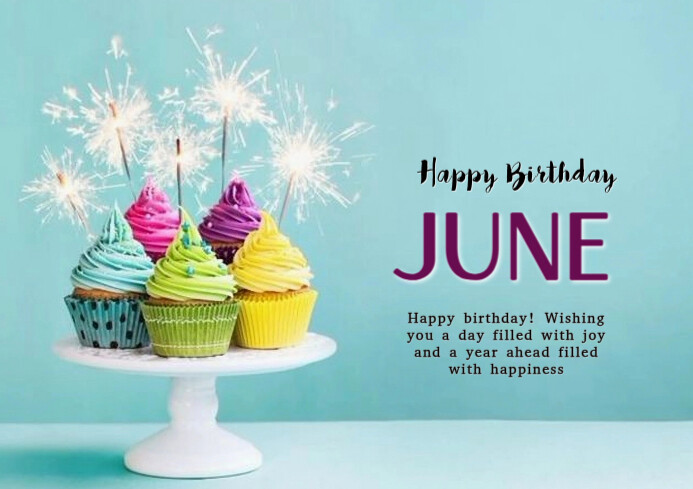 Maximalist Happy Birthday June A4 Template | PosterMyWall