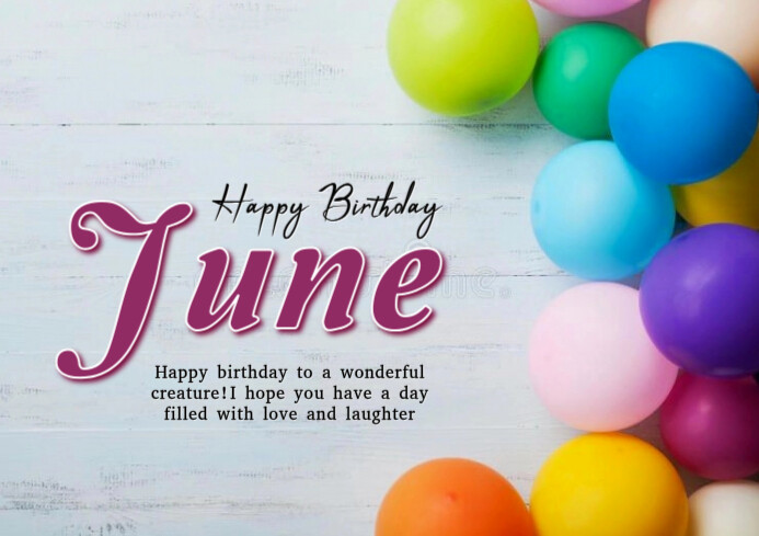 Maximalist Happy Birthday June A4 Template | PosterMyWall