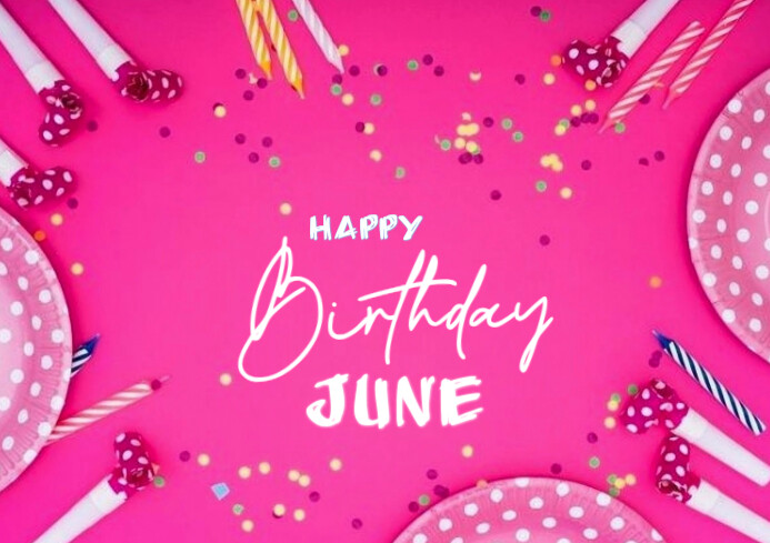 Maximalist Happy Birthday June A4 Template | PosterMyWall
