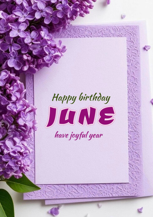 Maximalist Happy Birthday June A4 Template | PosterMyWall