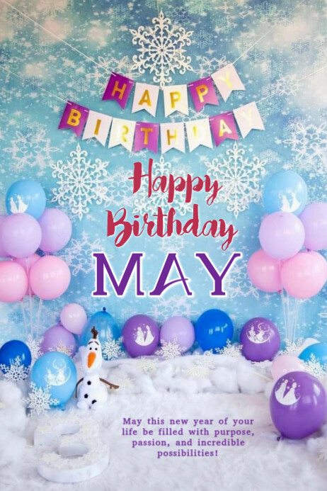 Maximalist Happy Birthday May  Banner 4' × 6' template
