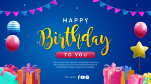 Bleu Birthday Celebration Digital na Display Template