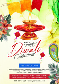 Yellow Diwali Celebration A2 Template