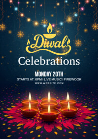 Blue Diwali Celebrations A3 Template