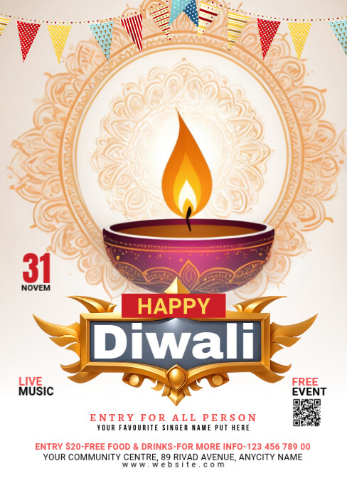 Maximalist Happy Diwali A6 A5 template