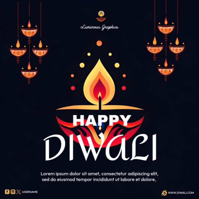 Maximalist Happy Diwali Card Instagram Post Template | PosterMyWall