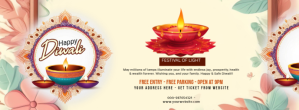 Yellow Diwali Celebration รูปปกบน Facebook Template