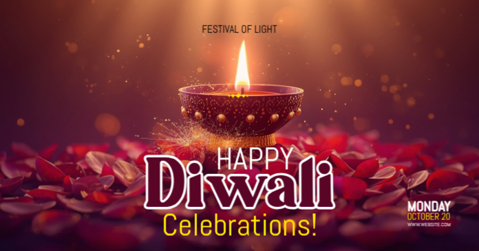 Maximalist Happy Diwali Facebook Shared Image template