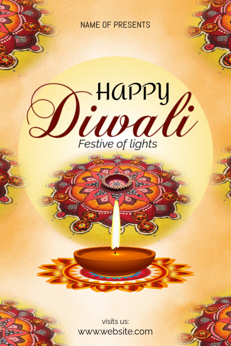 Maximalist Happy Diwali Festival Pinterest Graphic template