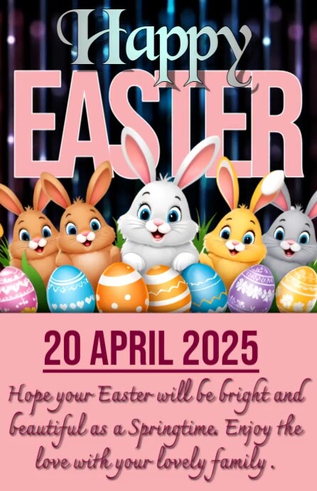 Maximalist Happy Easter Egg Hunt Template, Half Page Wide Полстраницы широкого формата