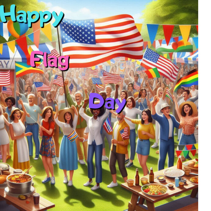 Maximalist Happy Flag Day  Instagram Post template