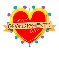 Maximalist Happy Grandparents Day Lettering Heart Icon Logo template