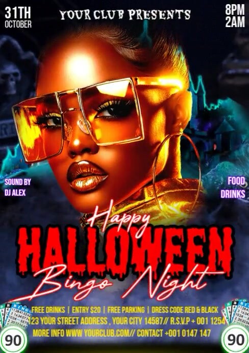 Maximalist Happy Halloween Bingo Night  A4 template