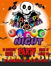Maximalist Happy Halloween Bingo Night Party Flyer (us Letter) Volante (Carta US) template