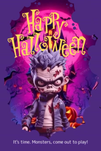 Maximalist Happy Halloween Poster template
