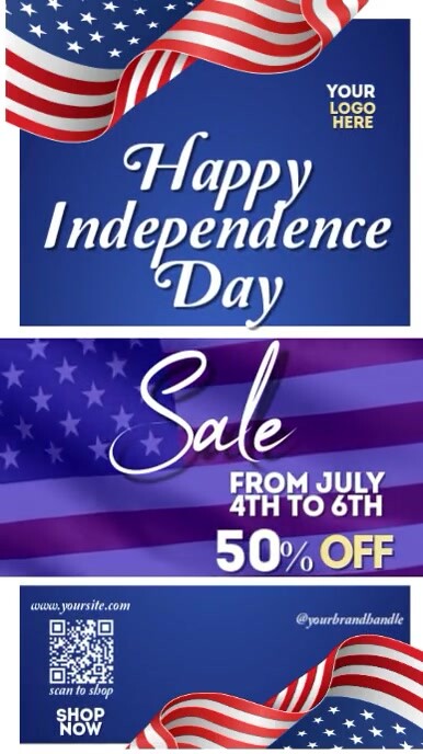 Maximalist Happy Independence Day Sales 50% Off Flyer Instagram Story template