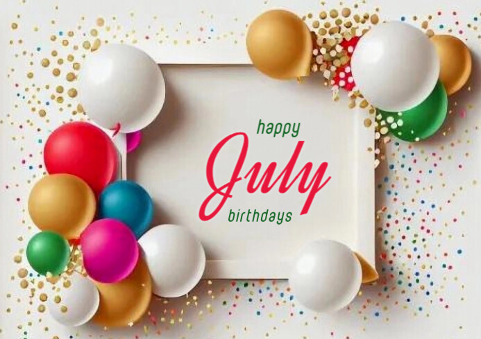 Maximalist Happy July Birthdays  A4 template
