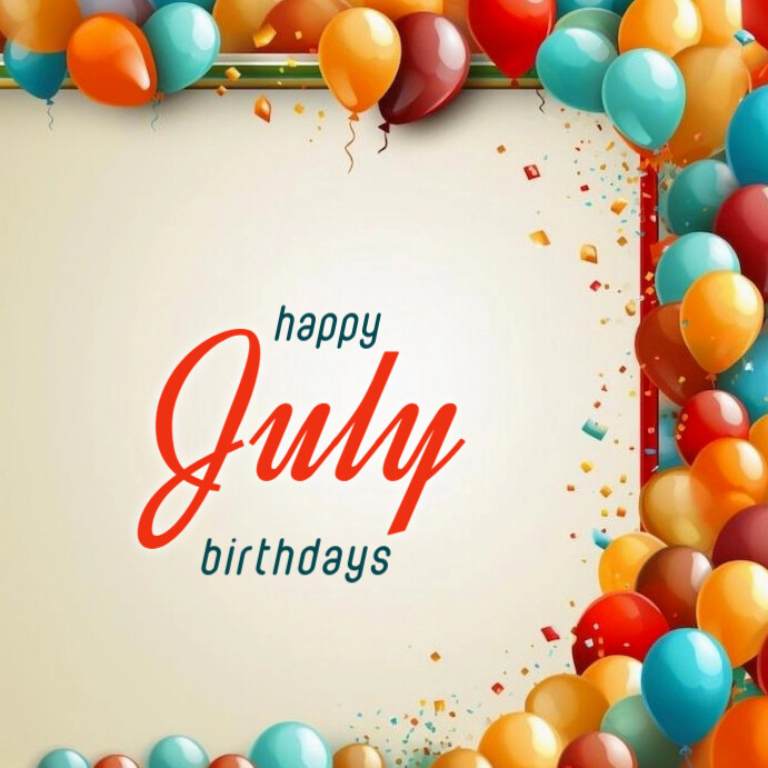 Maximalist Happy July Birthdays  Instagram Post template