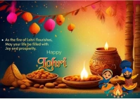 Maximalist Happy Lohri Best Wishes Template Design Social Media Post Postcard